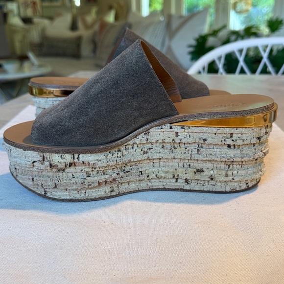 CHLOE Camille Wedge Slide Sandal in Dark Griege / Taupe sz US 7 / IT 37 RARE! - Picture 10 of 13